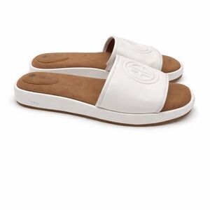 Giani Bernini White and Brown Slide Sandals